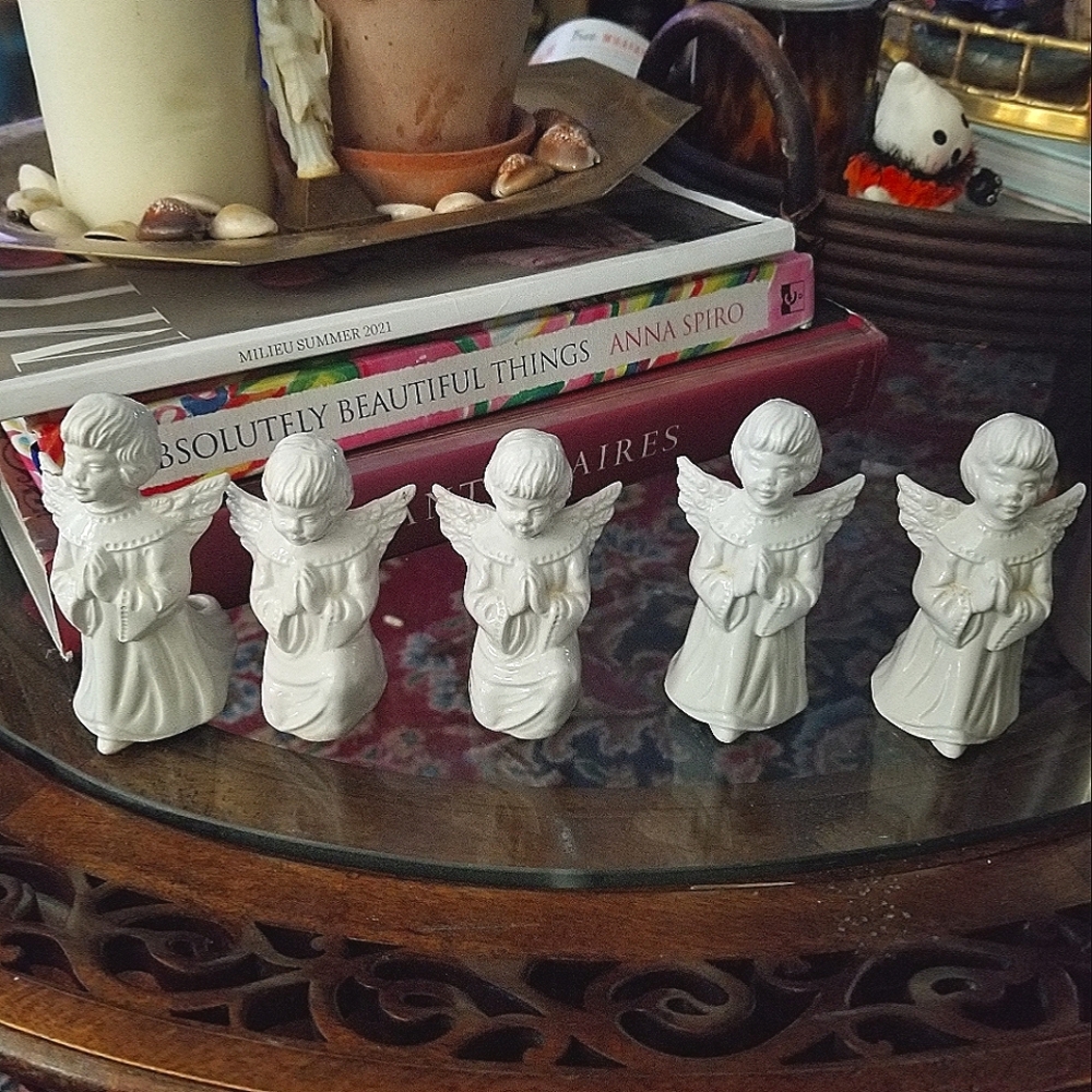 Five Italian angel mini candleholders